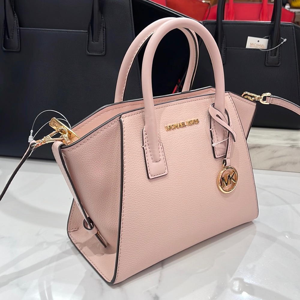 Michael Kors Avril Small Signature PVC Top Zip Satchel Crossbody Bag